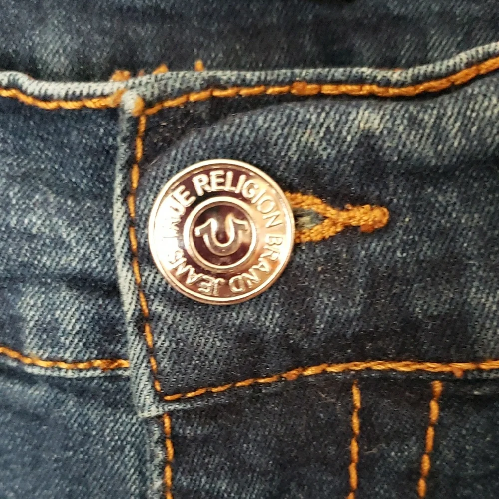 True Religion Dark Blue Jeans with Contrast Stitching